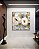 Quadro Quadrado Flores Brancas Dourado Turquesa Delicadas Canvas Moldura - Imagem 3