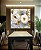 Quadro Quadrado Flores Brancas Dourado Turquesa Delicadas Canvas Moldura - Imagem 4