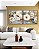 Duo de Quadros Quadrados Flores Brancas Dourado Turquesa Delicadas Canvas Moldura - Imagem 2