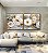 Duo de Quadros Quadrados Flores Brancas Dourado Turquesa Delicadas Canvas Moldura - Imagem 3