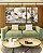 Trio de Quadros Estilizados Flores Brancas Dourado Turquesa Canvas Moldura - Imagem 3