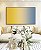 Quadro Horizontal Abstrato Degradê Amarelo Dourado Creme Azul Canvas Moldura - Imagem 1