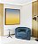 Quadro Quadrado Abstrato Degradê Amarelo Dourado Creme Azul Canvas Moldura - Imagem 1