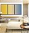 Trio de Quadros Abstrato Degradê Amarelo Dourado Creme Azul Canvas Moldura - Imagem 3