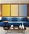 Trio de Quadros Abstrato Degradê Amarelo Dourado Creme Azul Canvas Moldura - Imagem 2