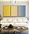 Trio de Quadros Abstrato Degradê Amarelo Dourado Creme Azul Canvas Moldura - Imagem 5