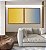 Duo de Quadros Quadrados Abstrato Degradê Amarelo Dourado Creme Azul Canvas Moldura - Imagem 2
