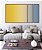 Trio de Quadros Estilizados Abstrato Degradê Amarelo Dourado Creme Azul Canvas Moldura - Imagem 5