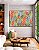 Quadro Horizontal Folhas Abstratas Verde Terracota Azul Canvas Moldura - Imagem 1