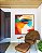 Quadro Quadrado Rosto de Mulher Efeito Pintura Abstrata Cores Canvas Moldura - Imagem 4