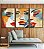 Trio de Quadros Rosto de Mulher Efeito Pintura Abstrata Cores Canvas Moldura - Imagem 2
