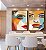 Duo de Quadros Rosto de Mulher Efeito Pintura Abstrata Cores Canvas Moldura - Imagem 1