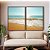 Duo de Quadros Mar Turquesa Sol Claro Vivo Praia Canvas Moldura - Imagem 2