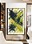Quadro Vertical Abstrato Azul Marinho Verde Limão Areia Canvas Moldura - Imagem 4