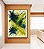 Quadro Vertical Abstrato Azul Marinho Verde Limão Areia Canvas Moldura - Imagem 3