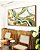 Quadro Horizontal Abstrato Verde Dourado Branco Mármore Canvas Moldura - Imagem 1