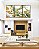 Trio de Quadros Abstrato Verde Dourado Branco Efeito Marmóre Canvas Moldura - Imagem 4