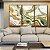 Trio de Quadros Abstrato Verde Dourado Branco Efeito Marmóre Canvas Moldura - Imagem 1