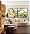 Duo de Quadros Quadrados Abstrato Verde Dourado Branco Efeito Marmóre Canvas Moldura - Imagem 1