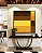 Quadro Quadrado Abstrato Geométrico Listras Amarelo Ouro Chocolate Canvas Moldura - Imagem 1
