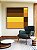 Quadro Quadrado Abstrato Geométrico Listras Amarelo Ouro Chocolate Canvas Moldura - Imagem 3