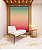 Quadro Vertical Abstrato Degradê Turquesa Marfim Rosa Canvas Moldura - Imagem 1