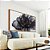 Quadro Horizontal Flor Abstrata Fumê Preto Dourado Branco Canvas Moldura - Imagem 2