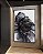 Quadro Vertical Flor Abstrata Fumê Preto Dourado Branco Canvas Moldura - Imagem 1