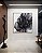 Quadro Quadrado Flor Abstrata Fumê Preto Dourado Branco Canvas Moldura - Imagem 1