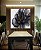 Quadro Quadrado Flor Abstrata Fumê Preto Dourado Branco Canvas Moldura - Imagem 2