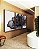 Trio de Quadros Flor Abstrata Fumê Preto Dourado Branco Canvas Moldura - Imagem 3