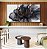 Trio de Quadros Flor Abstrata Fumê Preto Dourado Branco Canvas Moldura - Imagem 2