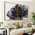 Duo de Quadros Flor Abstrata Fumê Preto Dourado Branco Canvas Moldura - Imagem 5