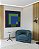 Quadro Quadrado Abstrato Geométrico Azul Marinho Verde Esmeralda Canvas Moldura - Imagem 2
