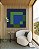 Quadro Quadrado Abstrato Geométrico Azul Marinho Verde Esmeralda Canvas Moldura - Imagem 1