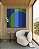 Quadro Quadrado Abstrato Geométrico Degradê Circulo Listras Azul Marinho Verde Esmeralda Canvas Moldura - Imagem 1