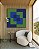 Quadro Quadrado Geométrico Abstrato Azul Marinho Verde Esmeralda Arte Canvas Moldura - Imagem 3