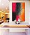 Quadro Vertical Abstrato Rosa Choque Cinza Chumbo Caramelo Canvas Moldura - Imagem 1