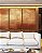 Trio de Quadros Abstrato Marrom Terra Bronze Caramelo Textura Canvas Moldura - Imagem 2