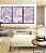 Trio de Quadros Abstrato Mosaico Roxo Lavanda Rosa Branco Canvas Moldura - Imagem 3