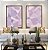 Duo de Quadros Abstrato Mosaico Roxo Lavanda Rosa Branco Canvas Moldura - Imagem 2
