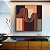 Quadro Quadrado Abstrato Geométrico Listras Azul Salmão Vermelho Bordô Canvas Moldura - Imagem 3
