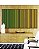 Trio de Quadros Estilizados Abstrato Degradê Listras Verde Esmeralda Amarelo Ouro Canvas Moldura - Imagem 2