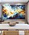 Quadro Horizontal Abstrato Tons de Azul Branco Dourado Pouring Canvas Moldura - Imagem 2