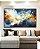 Quadro Horizontal Abstrato Tons de Azul Branco Dourado Pouring Canvas Moldura - Imagem 3