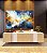 Quadro Horizontal Abstrato Tons de Azul Branco Dourado Pouring Canvas Moldura - Imagem 5