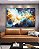 Quadro Horizontal Abstrato Tons de Azul Branco Dourado Pouring Canvas Moldura - Imagem 4