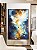 Quadro Vertical Abstrato Tons de Azul Branco Dourado Pouring Canvas Moldura - Imagem 2