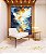 Quadro Vertical Abstrato Tons de Azul Branco Dourado Pouring Canvas Moldura - Imagem 3