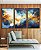 Trio de Quadros Abstrato Tons de Azul Branco Dourado Pouring Canvas Moldura - Imagem 4